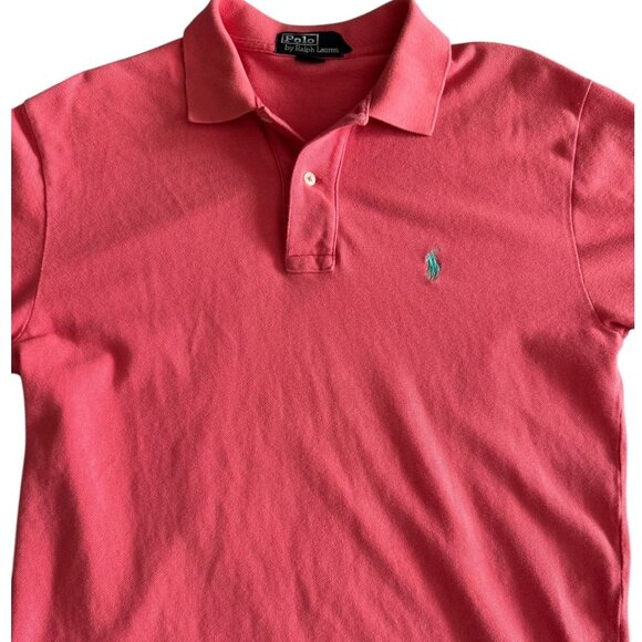 Polo Ralph Lauren Men's Medium Polo Shirt Pink Coral Short Sleeve Cotton Classic - Picture 4 of 9